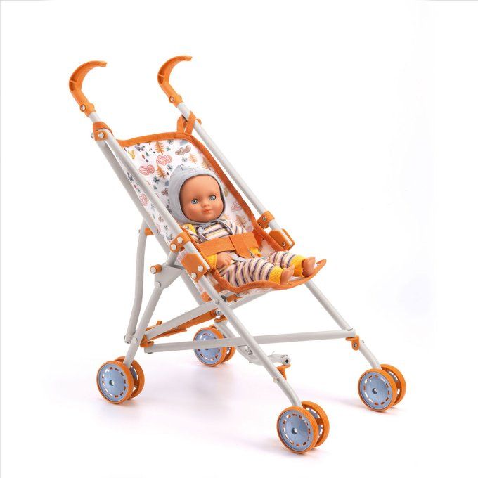 Poussette canne orange