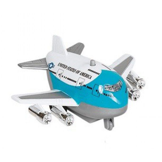 Boeing blanc et bleu à rétro-friction avec son et lumière
