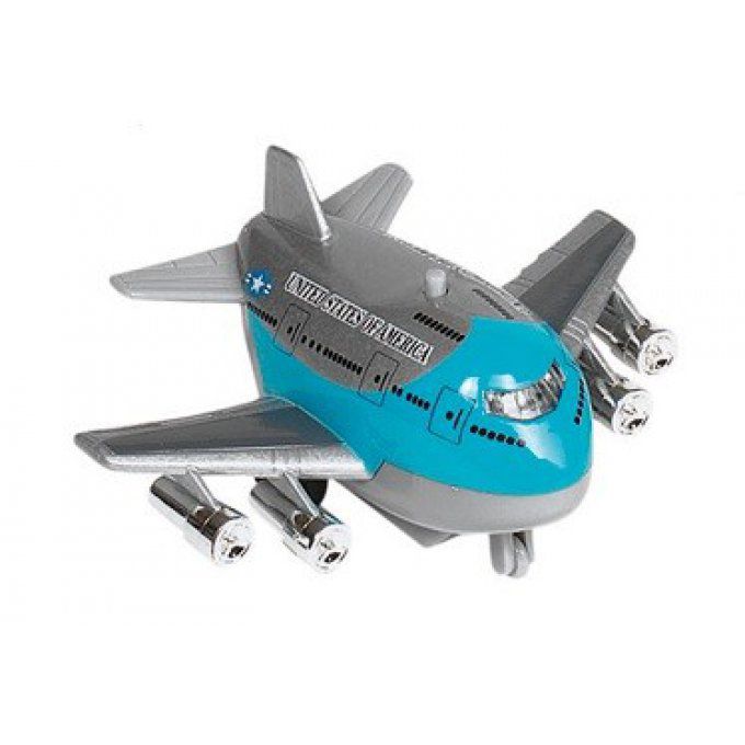 Boeing gris et bleu à rétro-friction avec son et lumière