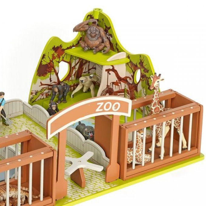 Zoo en bois avec cages fonctionnelles