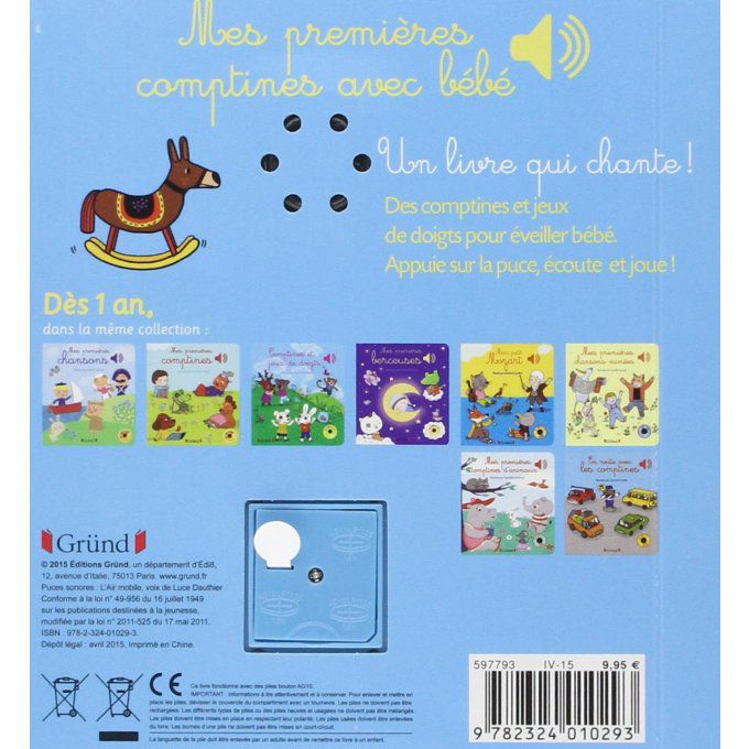 Livre Musical Mes premières comptines avec Bébé