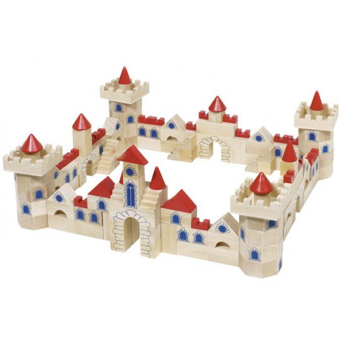 Château en bois multi-possibilités - 145 PIECES dans coffret en bois