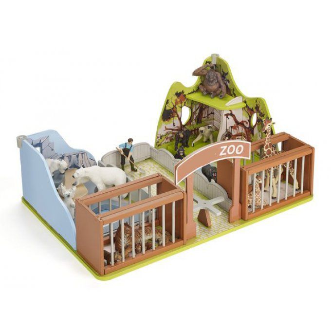 Zoo en bois avec cages fonctionnelles