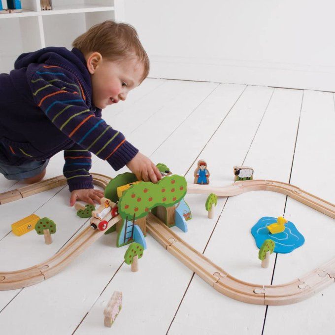 Circuit de train ferme en bois
