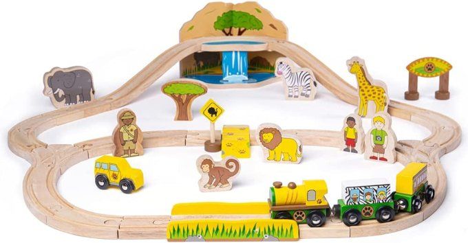 Circuit de train Safari en bois