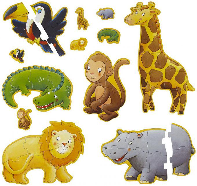 6 Puzzle géants animaux 4, 6, et 9 pièces,  hauteur 1m30.