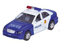 Mercedes Police Bleue Sonore à Rétro-friction en fer solide 