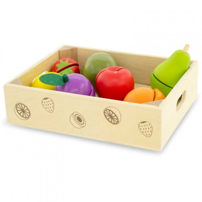 Fruits en bois à découper dans caissette