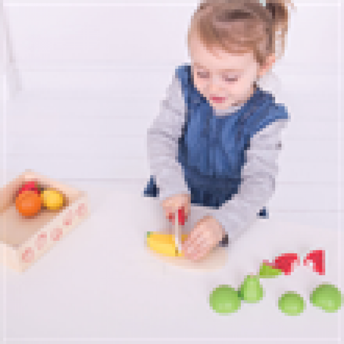 Fruits en bois à découper avec scratch
