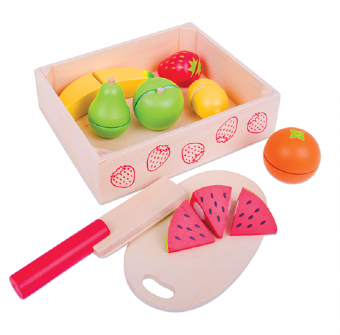Fruits en bois à découper avec scratch