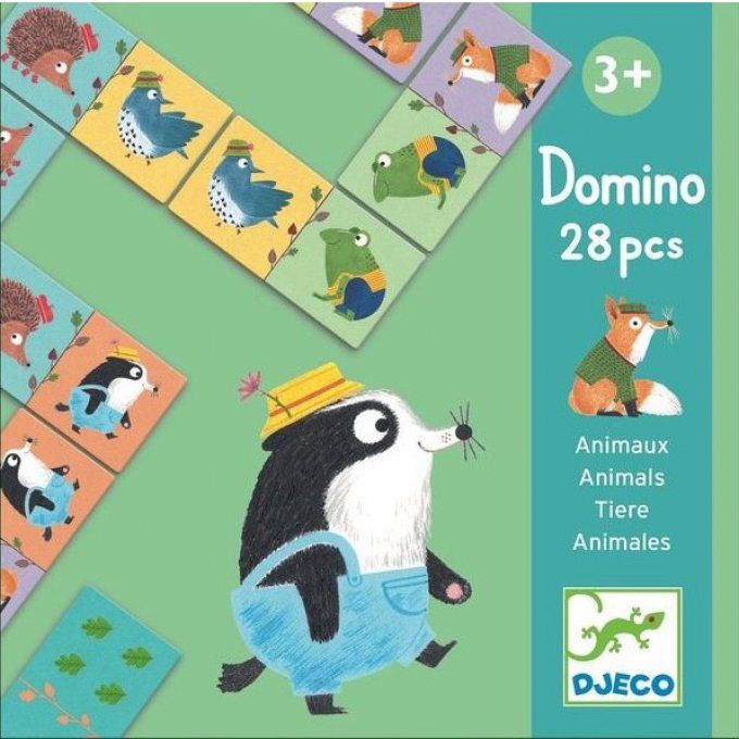 Jeu domino animaux, 28 pièces en Carton