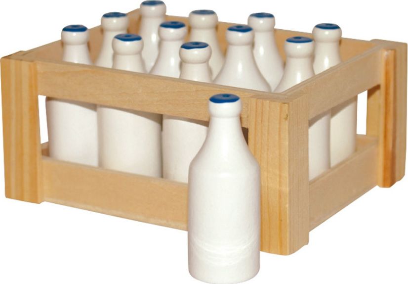 Bouteille de lait en bois