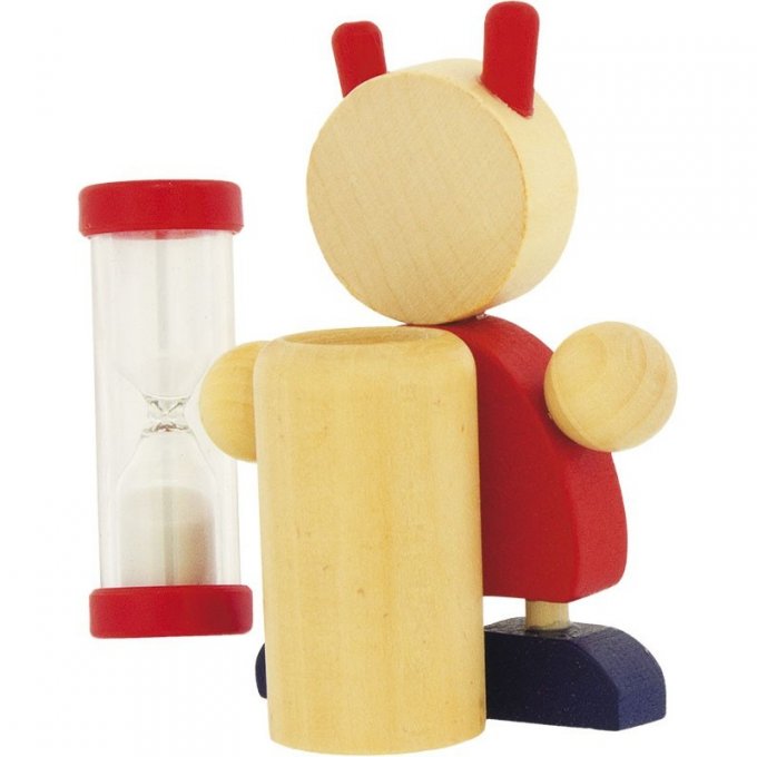Porte Brosse à Dents en bois Coccinelle avec Sablier