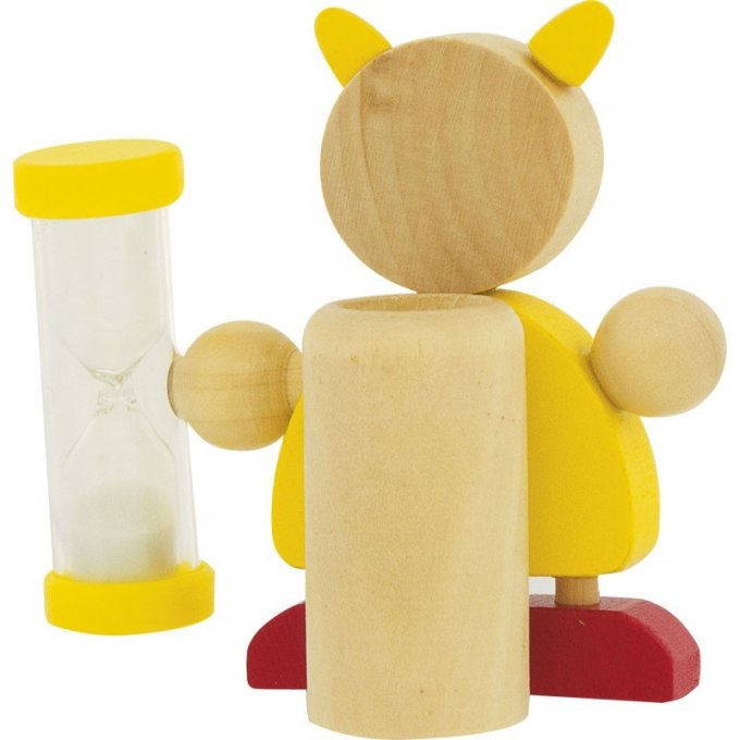 Porte Brosse à Dents en bois Chaton avec Sablier 