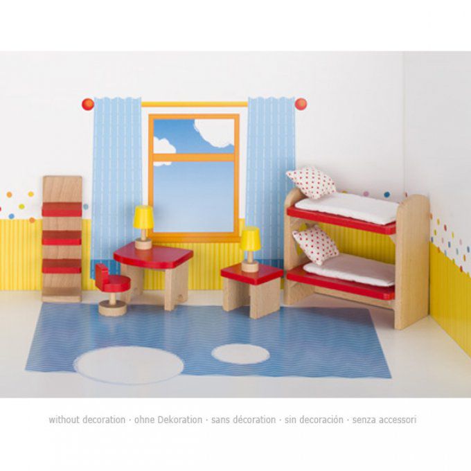 Chambre enfant en Bois pour Maison de Poupées