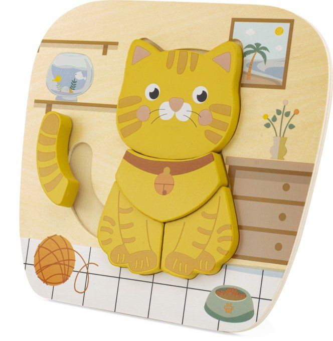 puzzle chat en bois