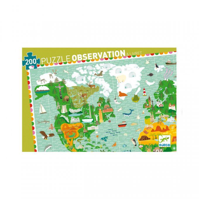 Puzzle d'Observation avec Livret 200 pièces Tour du Monde