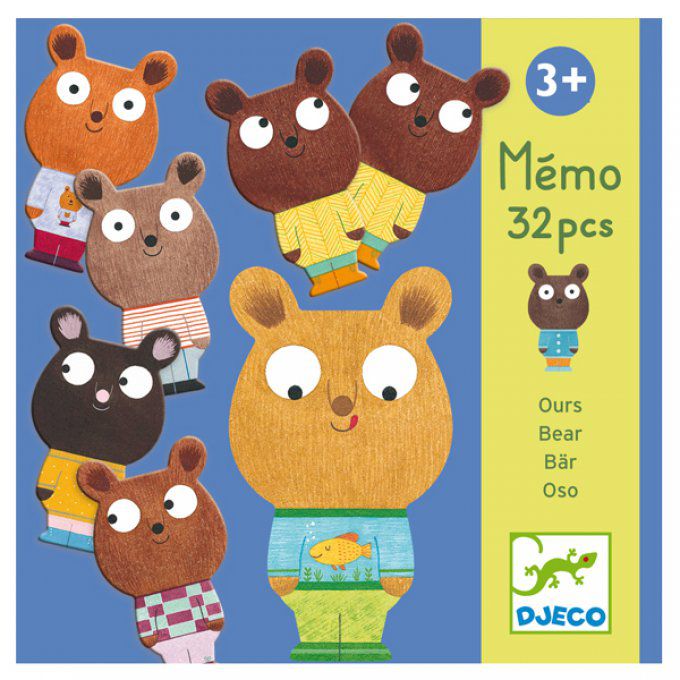 Memo Ours, jeu de mémoire 32 pièces en carton GM