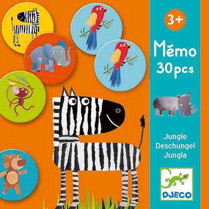 Memo Jungle, jeu de mémoire, 30 pièces en carton PM
