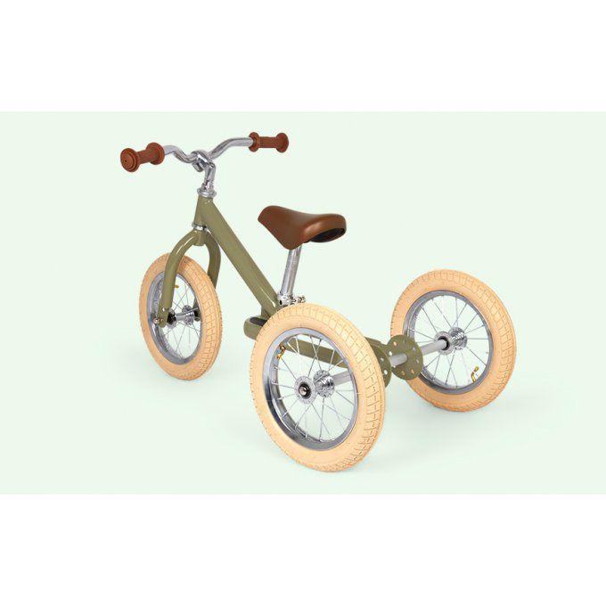 Kit tricycle pour draisienne en acier vert ancien ou rouge ancien