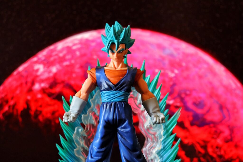 Fotografia de um action figure Vegetto, da Bandai, realizada por meio de composição fotográfica física, utilizando apenas elementos reais. O fundo foi criado a partir de fotografias previamente capturadas. Não houve uso de inteligência artificial, processos generativos ou criação sintética de imagem. Resultado obtido por composição manual e pós-processamento fotográfico tradicional.