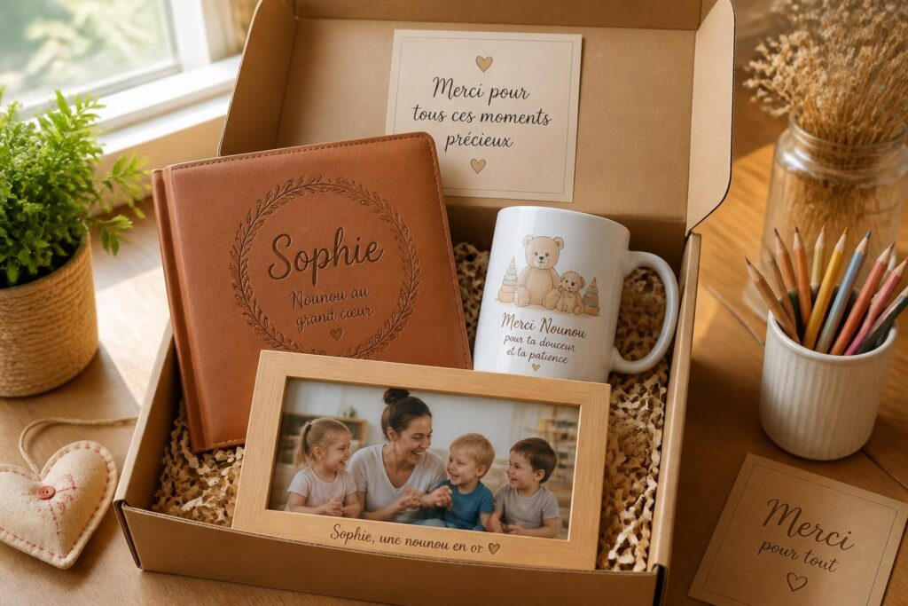 découvrez des cadeaux nounou personnalisés et originaux, parfaits pour célébrer la fin de contrat ou un anniversaire avec une touche unique et mémorable.