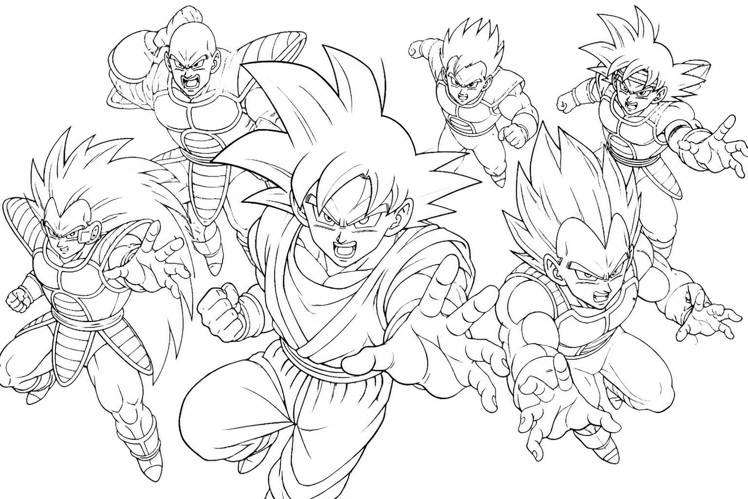 téléchargez et imprimez des coloriages dragon ball super avec goku, vegeta et les saiyans pour des heures de créativité et de plaisir.