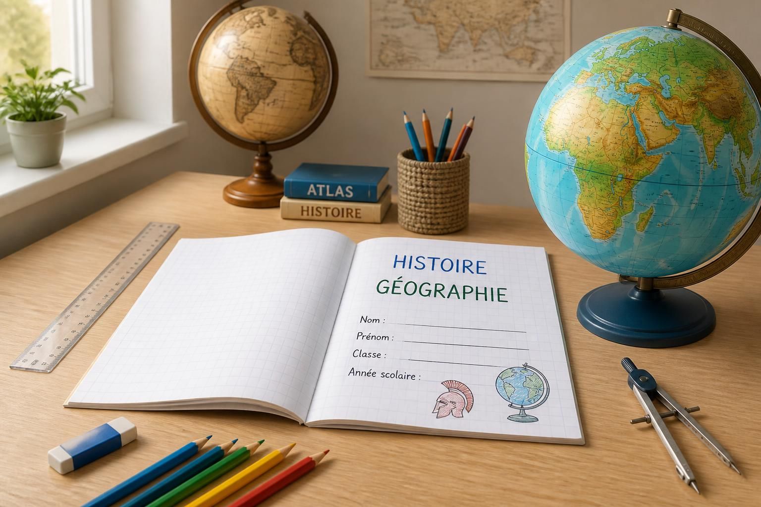 découvrez notre page de garde histoire-géo facile à créer et à imprimer, idéale pour organiser vos cours et cahiers scolaires en un clin d'œil.